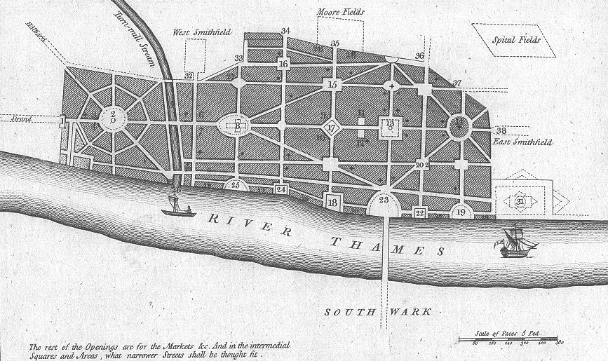 John Evelyn's plan for City of London after great fire